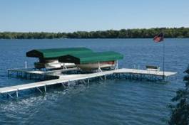 Pier Pleasure canopies - Keeping your investment covered! Click on photo to see more boat lift canopy photos.